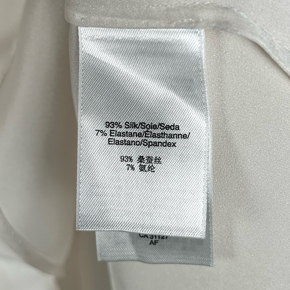 DKNY Off White Cowl Neck Long Silk Blouse Buttons Up Back Women's Size Medium - Picture 8 of 8